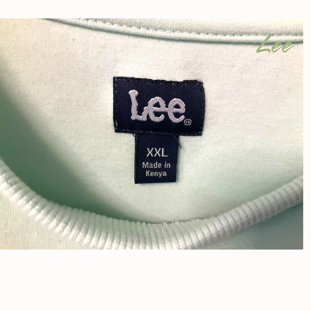 Lee Boxy Oversized Mint Crop Sweat T-Shirt SZ 2XL Women Pullover Activewear - Picture 4 of 6